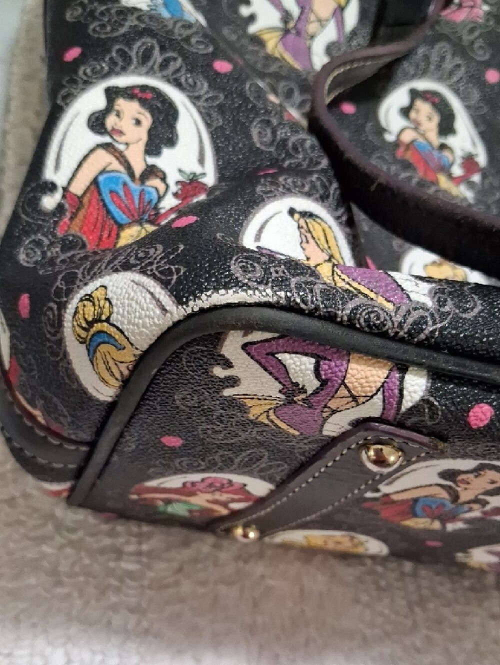 Dooney & Bourke Black Disney Princess Print Tote - Picture 8 of 9